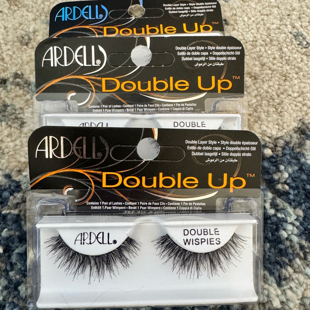 3 pairs of Ardell Double Up Double Wispies False Eyelashes — Black